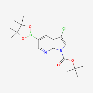 molecular formula C18H24BClN2O4 B12333647 Tert-butyl 3-chloro-5-(4,4,5,5-tetramethyl-1,3,2-dioxaborolan-2-YL)-1H-pyrrolo[2,3-B]pyridine-1-carboxylate 