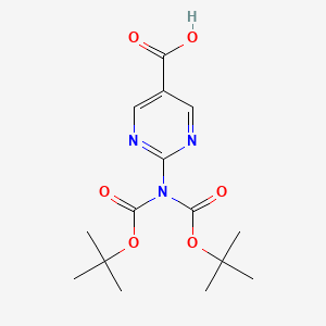 molecular formula C15H21N3O6 B12333661 2-{Bis[(tert-butoxy)carbonyl]amino}pyrimidine-5-carboxylic acid 