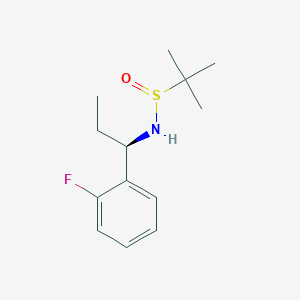 molecular formula C13H20FNOS B12333748 (S)-N-((R)-1-(2-Fluorophenyl)propyl)-2-methylpropane-2-sulfinamide 