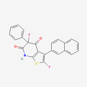 molecular formula C23H13F2NO2S B12333760 2,5-Difluoro-3-(naphthalen-2-yl)-5-phenyl-4H,5H,6H,7H-thieno[2,3-b]pyridine-4,6-dione 