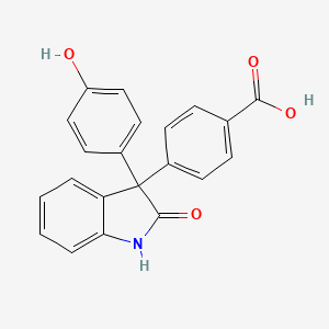 molecular formula C21H15NO4 B12333768 Benzoic acid, 4-[2,3-dihydro-3-(4-hydroxyphenyl)-2-oxo-1H-indol-3-yl]- CAS No. 189168-16-9