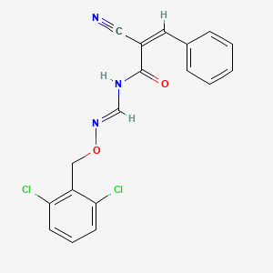 (2Z)-2-cyano-N-[(1E)-{[(2,6-dichlorophenyl)methoxy]imino}methyl]-3-phenylprop-2-enamide