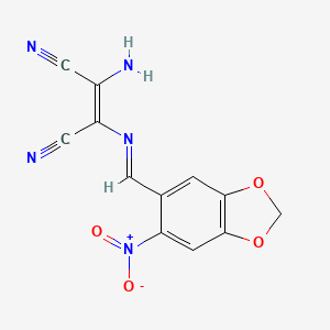 2-Amino-1-(1-aza-2-(6-nitrobenzo[3,4-d]1,3-dioxolen-5-yl)vinyl)ethene-1,2-dicarbonitrile