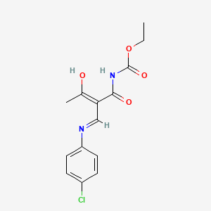 molecular formula C14H15ClN2O4 B12333932 ethyl N-[(Z)-2-[(4-chlorophenyl)iminomethyl]-3-hydroxybut-2-enoyl]carbamate 