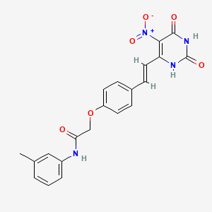 molecular formula C21H18N4O6 B1233394 N-(3-methylphenyl)-2-[4-[(E)-2-(5-nitro-2,4-dioxo-1H-pyrimidin-6-yl)ethenyl]phenoxy]acetamide 