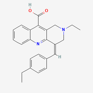 molecular formula C24H24N2O2 B1233399 (4Z)-2-ethyl-4-[(4-ethylphenyl)methylidene]-1,3-dihydrobenzo[b][1,6]naphthyridine-10-carboxylic acid 