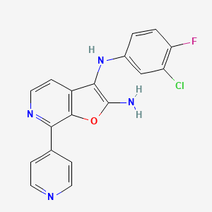 N3-(3-Chloro-4-fluorophenyl)-7-(pyridin-4-yl)furo[2,3-c]pyridine-2,3-diamine