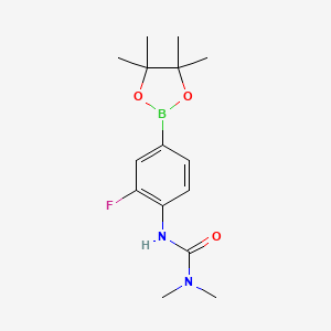 molecular formula C15H22BFN2O3 B12334103 3-(2-Fluoro-4-(4,4,5,5-tetramethyl-1,3,2-dioxaborolan-2-yl)phenyl)-1,1-dimethylurea 