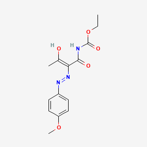 molecular formula C14H17N3O5 B12334139 ethyl N-[(2Z)-2-[2-(4-methoxyphenyl)hydrazin-1-ylidene]-3-oxobutanoyl]carbamate 