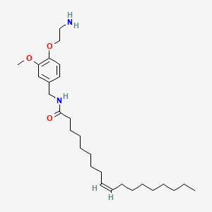 molecular formula C28H48N2O3 B1233417 N-((4-(2-Aminoethoxy)-3-methoxyphenyl)methyl)-9-octadecenamide CAS No. 118090-17-8