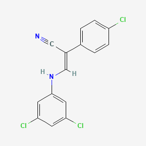 molecular formula C15H9Cl3N2 B12334215 (Z)-2-(4-chlorophenyl)-3-(3,5-dichloroanilino)prop-2-enenitrile 