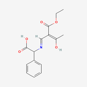 2-{[(E)-2-(ethoxycarbonyl)-3-oxo-1-butenyl]amino}-2-phenylacetic acid