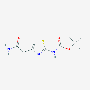 molecular formula C10H15N3O3S B12334292 Carbamic acid, N-[4-(2-amino-2-oxoethyl)-2-thiazolyl]-, 1,1-dimethylethyl ester CAS No. 1256804-50-8