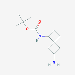 molecular formula C12H22N2O2 B12334336 tert-butyl N-[(1R,4r,6R)-2-aminospiro[3.3]heptan-7-yl]carbamate 