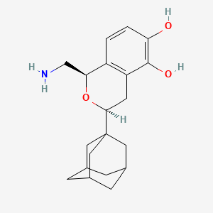 molecular formula C20H27NO3 B1233435 (1R,3S)-3-(adamantan-1-yl)-1-(aminomethyl)-3,4-dihydro-1H-isochromene-5,6-diol CAS No. 778546-51-3