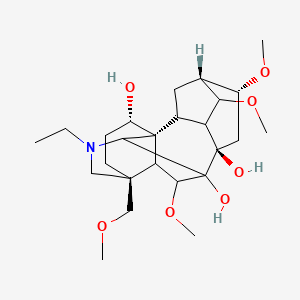 molecular formula C25H41NO7 B1233441 (1S,5R,6R,8R,10S,13S,16S)-11-ethyl-4,6,18-trimethoxy-13-(methoxymethyl)-11-azahexacyclo[7.7.2.12,5.01,10.03,8.013,17]nonadecane-8,9,16-triol 