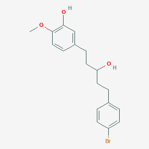 molecular formula C18H21BrO3 B12334509 5-(5-(4-Bromophenyl)-3-hydroxypentyl)-2-methoxyphenol 