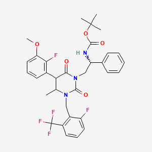 tert-butyl N-[(1R)-2-[5-(2-fluoro-3-methoxyphenyl)-3-[[2-fluoro-6-(trifluoromethyl)phenyl]methyl]-4-methyl-2,6-dioxo-1,3-diazinan-1-yl]-1-phenylethyl]carbamate