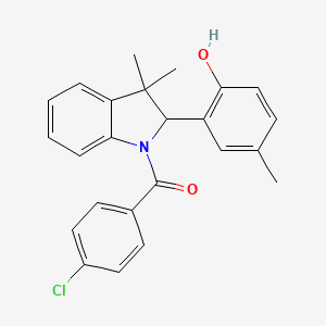 molecular formula C24H22ClNO2 B12334586 (4-Chlorophenyl)(2-(2-hydroxy-5-methylphenyl)-3,3-dimethylindolin-1-yl)methanone 