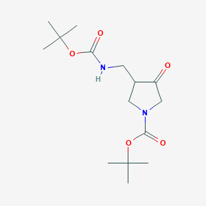 molecular formula C15H26N2O5 B12334621 tert-Butyl 3-(((tert-butoxycarbonyl)amino)methyl)-4-oxopyrrolidine-1-carboxylate CAS No. 175463-35-1