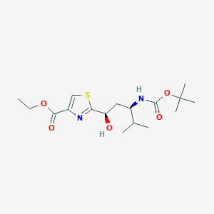 molecular formula C17H28N2O5S B12334627 Ethyl 2-((1R,3R)-3-((tert-butoxycarbonyl)amino)-1-hydroxy-4-methylpentyl)thiazole-4-carboxylate CAS No. 944559-48-2