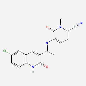 5-[1-(6-chloro-2-oxo-1H-quinolin-3-yl)ethylideneamino]-1-methyl-6-oxopyridine-2-carbonitrile