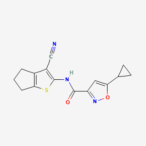 molecular formula C15H13N3O2S B1233465 N-(3-cyano-5,6-dihydro-4H-cyclopenta[b]thiophen-2-yl)-5-cyclopropyl-3-isoxazolecarboxamide 