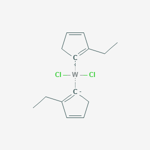 molecular formula C14H18Cl2W-2 B12334659 Tungsten,dichlorobis[(1,2,3,4,5-h)-1-ethyl-2,4-cyclopentadien-1-yl]- 