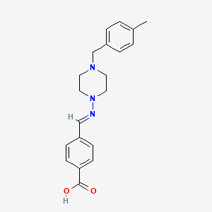 molecular formula C20H23N3O2 B1233470 4-{[4-(4-Methyl-benzyl)-piperazin-1-ylimino]-methyl}-benzoic acid 
