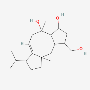 molecular formula C20H34O3 B1233482 Dicyclopenta(a,d)cyclooctene-3,4-diol, 1,2,3,3a,4,5,7,8,9,9a,10,10a-dodecahydro-1-(hydroxymethyl)-4,9a-dimethyl-7-(1-methylethyl)- CAS No. 139552-97-9