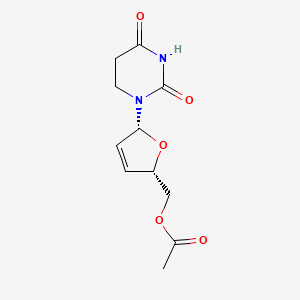 molecular formula C11H14N2O5 B12334958 [(2S,5R)-5-(2,4-dioxo-1,3-diazinan-1-yl)-2,5-dihydrofuran-2-yl]methyl acetate 