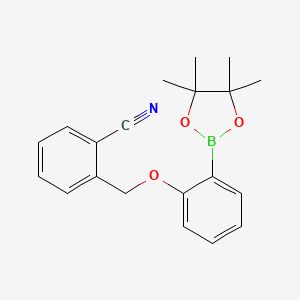 molecular formula C20H22BNO3 B12335054 2-((2-(4,4,5,5-Tetramethyl-1,3,2-dioxaborolan-2-yl)phenoxy)methyl)benzonitrile 