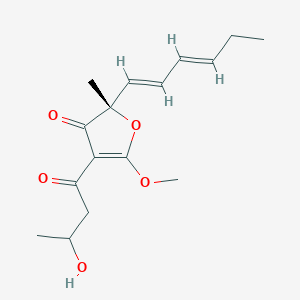 molecular formula C16H22O5 B12335106 (2S)-2-[(1E,3E)-hexa-1,3-dienyl]-4-(3-hydroxybutanoyl)-5-methoxy-2-methylfuran-3-one 