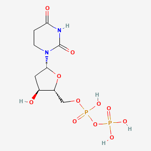 molecular formula C9H16N2O11P2 B12335127 [(2R,3S,5R)-5-(2,4-dioxo-1,3-diazinan-1-yl)-3-hydroxyoxolan-2-yl]methyl phosphono hydrogen phosphate 