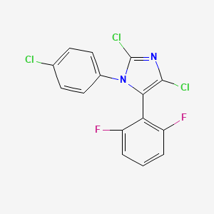 molecular formula C15H7Cl3F2N2 B12335139 2,4-Dichloro-1-(4-chlorophenyl)-5-(2,6-difluorophenyl)-1H-imidazole 