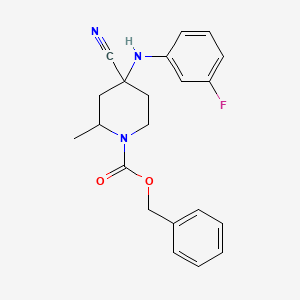 1-Piperidinecarboxylic acid, 4-cyano-4-[(3-fluorophenyl)amino]-2-methyl-, phenylmethyl ester