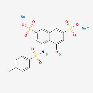 molecular formula C17H13NNa2O9S3 B12335203 4-Hydroxy-5-(((p-tolyl)sulphonyl)amino)naphthalene-2,7-disulphonicacid, sodium salt CAS No. 94232-32-3