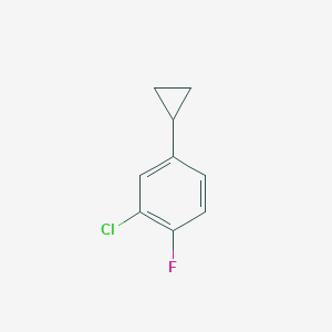 molecular formula C9H8ClF B12335212 2-Chloro-4-cyclopropyl-1-fluorobenzene 