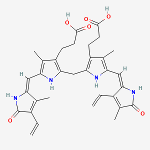 molecular formula C33H36N4O6 B1233526 3-[2-[[3-(2-carboxyethyl)-5-[(E)-(3-ethenyl-4-methyl-5-oxopyrrol-2-ylidene)methyl]-4-methyl-1H-pyrrol-2-yl]methyl]-5-[(E)-(4-ethenyl-3-methyl-5-oxopyrrol-2-ylidene)methyl]-4-methyl-1H-pyrrol-3-yl]propanoic acid 