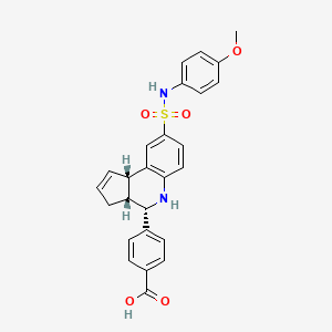 molecular formula C26H24N2O5S B1233528 4-[(3aR,4S,9bS)-8-[(4-methoxyphenyl)sulfamoyl]-3a,4,5,9b-tetrahydro-3H-cyclopenta[c]quinolin-4-yl]benzoic acid 