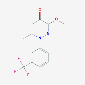 molecular formula C13H11F3N2O2 B123353 4(1H)-Pyridazinone, 3-methoxy-6-methyl-1-(3-(trifluoromethyl)phenyl)- CAS No. 146824-75-1