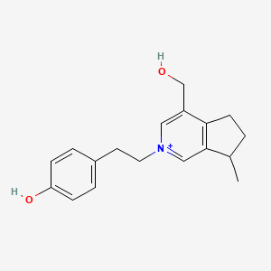 molecular formula C18H22NO2+ B1233578 6,7-Dihydro-4-(hydroxymethyl)-2-(p-hydroxyphenethyl)-7-methyl-5H-2-pyrindinium CAS No. 15794-93-1