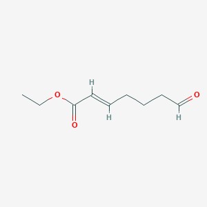 molecular formula C9H14O3 B12335972 2-Heptenoic acid, 7-oxo-, ethyl ester, (2E)- 