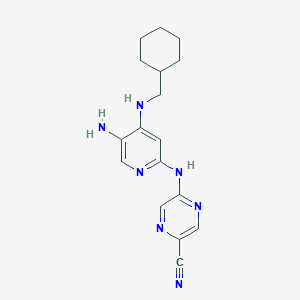 molecular formula C17H21N7 B12336277 5-((5-Amino-4-((cyclohexylmethyl)amino)pyridin-2-yl)amino)pyrazine-2-carbonitrile 