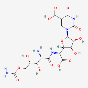 1-[(2R,3R,4S,5R)-5-[(S)-[[(2S,3S,4S)-2-amino-5-carbamoyloxy-3,4-dihydroxypentanoyl]amino]-carboxymethyl]-3,4-dihydroxyoxolan-2-yl]-2,4-dioxo-1,3-diazinane-5-carboxylic acid