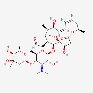 molecular formula C35H59NO13 B12336645 2-[(4R,5S,6S,7R,9R,10R,11Z,13Z,16R)-6-[(2S,3R,4R,5S,6R)-5-[(2S,4R,5S,6S)-4,5-dihydroxy-4,6-dimethyloxan-2-yl]oxy-4-(dimethylamino)-3-hydroxy-6-methyloxan-2-yl]oxy-4,10-dihydroxy-5-methoxy-9,16-dimethyl-2-oxo-1-oxacyclohexadeca-11,13-dien-7-yl]acetaldehyde 