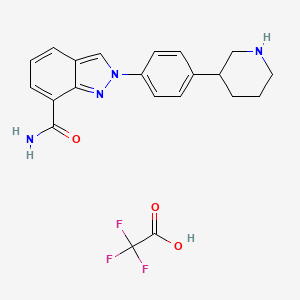 molecular formula C21H21F3N4O3 B12336680 2-(4-piperidin-3-ylphenyl)indazole-7-carboxamide;2,2,2-trifluoroacetic acid CAS No. 1038915-76-2