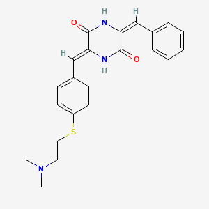 molecular formula C22H23N3O2S B1233670 3-((4-((2-(Dimethylamino)ethyl)thio)phenyl)methylene)-6-(phenylmethylene)-2,5-piperazinedione CAS No. 174849-68-4