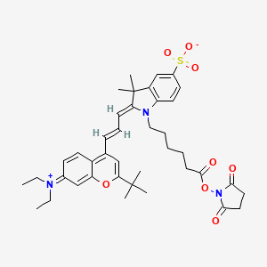 (2Z)-2-[(E)-3-(2-tert-butyl-7-diethylazaniumylidenechromen-4-yl)prop-2-enylidene]-1-[6-(2,5-dioxopyrrolidin-1-yl)oxy-6-oxohexyl]-3,3-dimethylindole-5-sulfonate