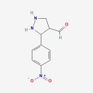 molecular formula C10H11N3O3 B12336991 1H-Pyrazole-4-carboxaldehyde, 3-(4-nitrophenyl)- 